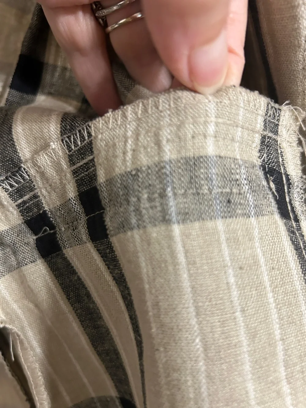 Laura Gayle Linen Black and Tan Plaid Single-Button Blazer Lightweight Summer - Picture 12 of 15